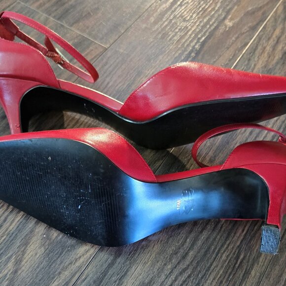 WESTIES Red Leather Upper Ankle Strap Pointed Toe Heels NWOT/SIZE 10M - Picture 4 of 8
